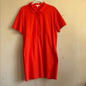 Eileen Fisher Vibrant Calypso Orange Short-Sleeve Polo Mini Dress